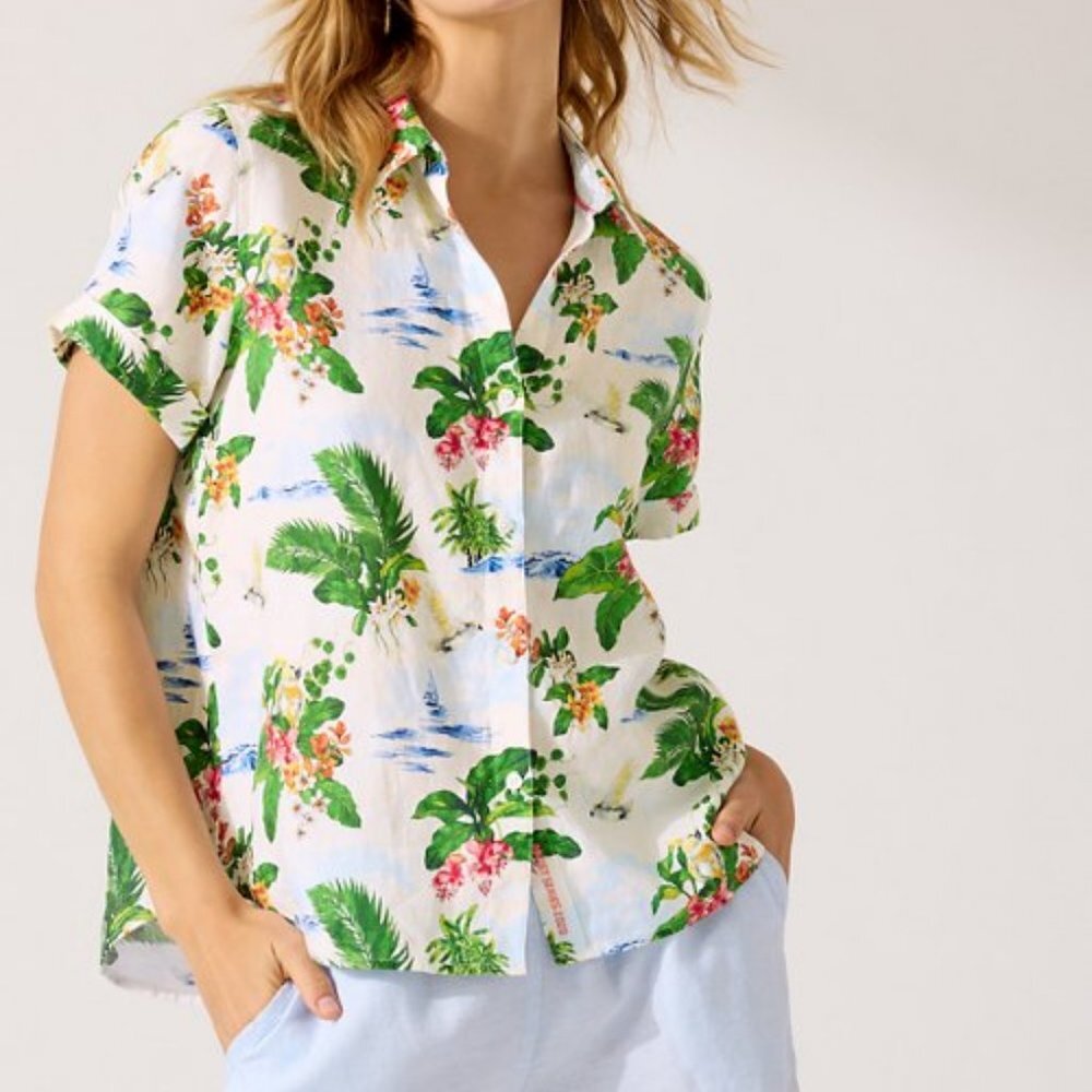 Tommy Bahama Artist Series Collection '23 Serene Seaside Linen Camp Shirt